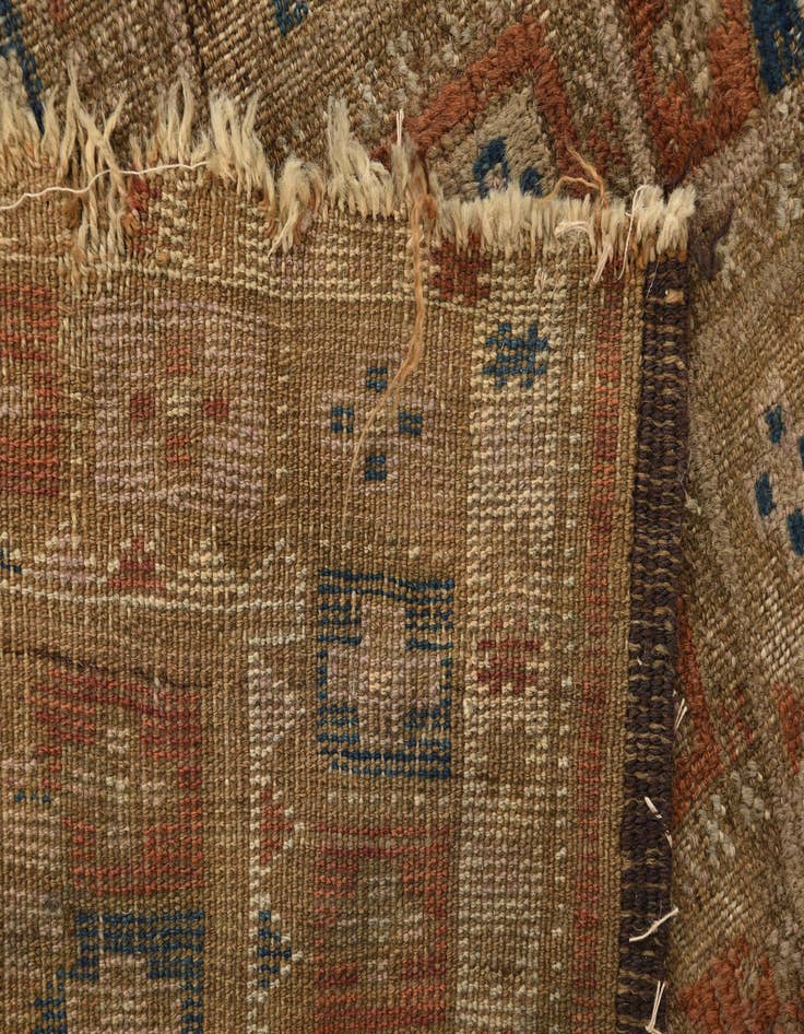 Detail image of  3' 10 x 4' 5  Hand Knotted Hamedan Persian Wool Square Rug