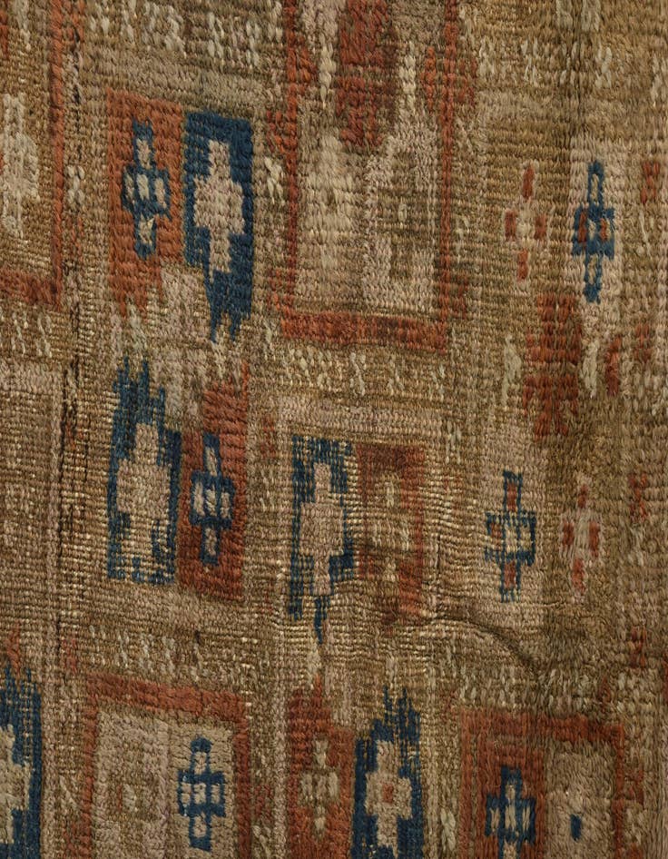 Detail image of  3' 10 x 4' 5  Hand Knotted Hamedan Persian Wool Square Rug