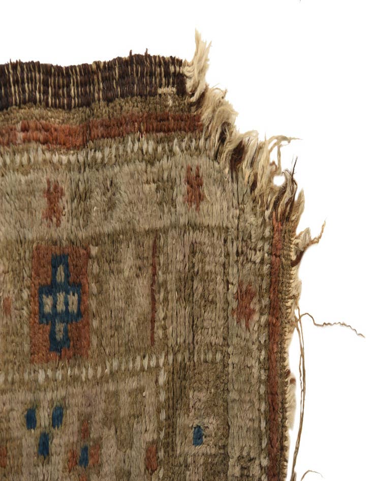 Detail image of  3' 10 x 4' 5  Hand Knotted Hamedan Persian Wool Square Rug