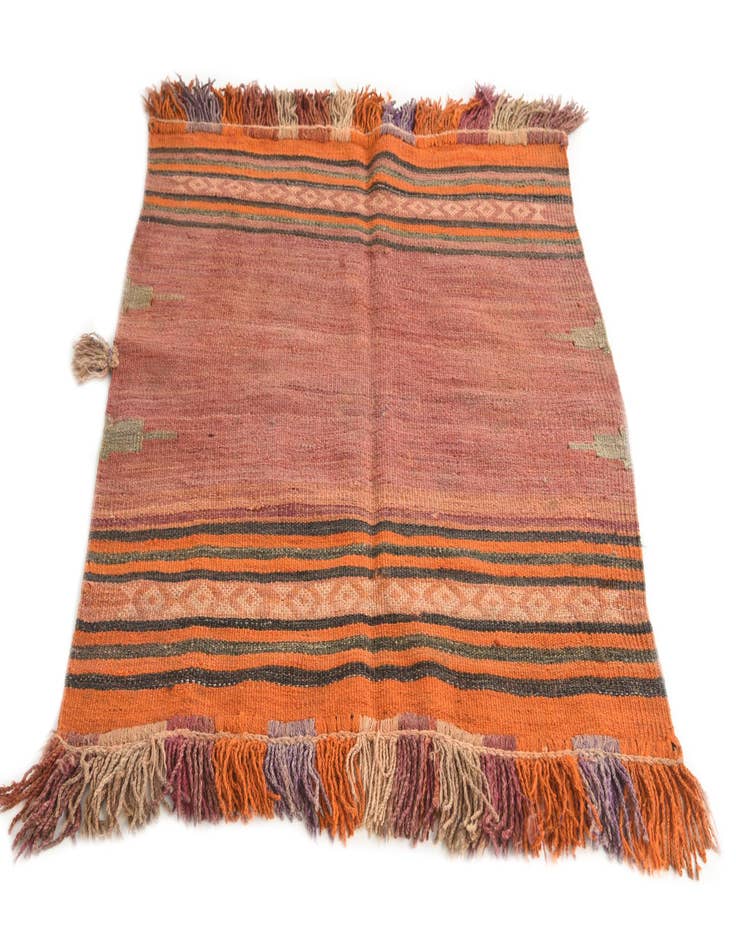 Detail image of  3' 5 x 3' 6  Hand Woven Kilim Afghan Wool Square Rug