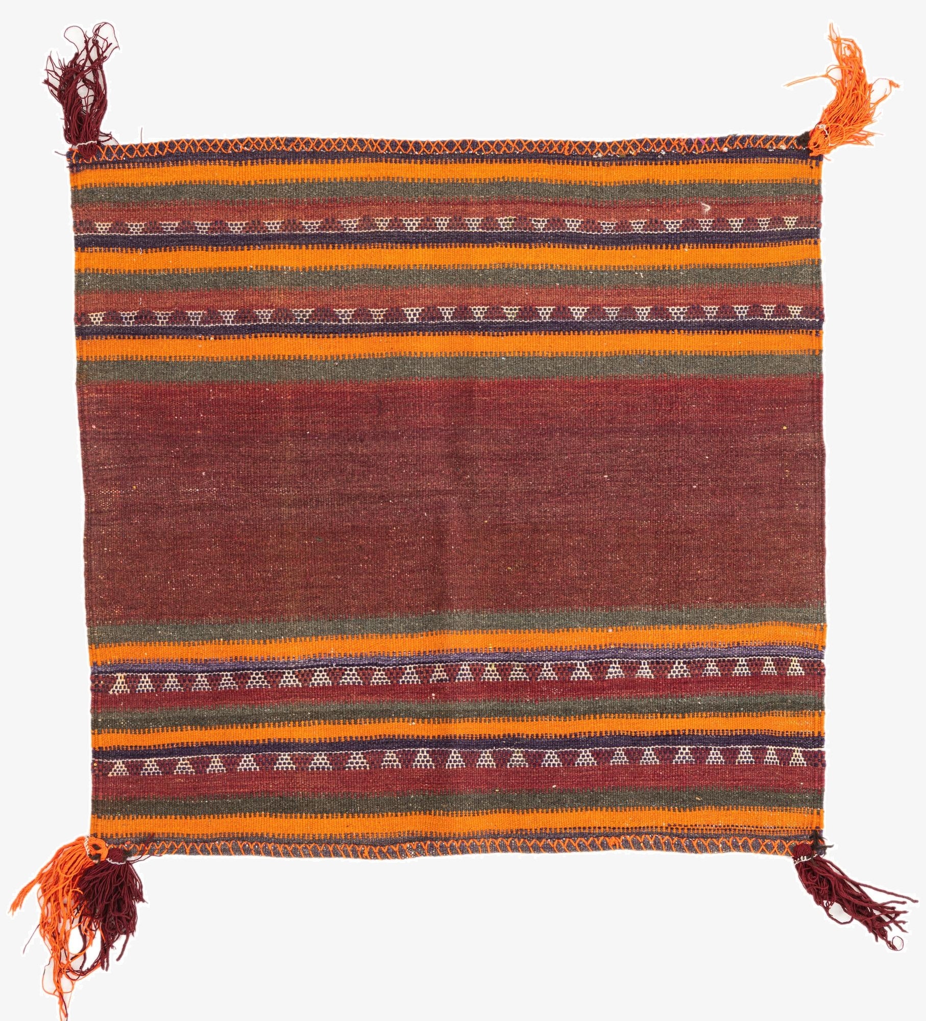  3' 7 x 3' 8  Hand Woven Kilim Afghan Wool Square Rug