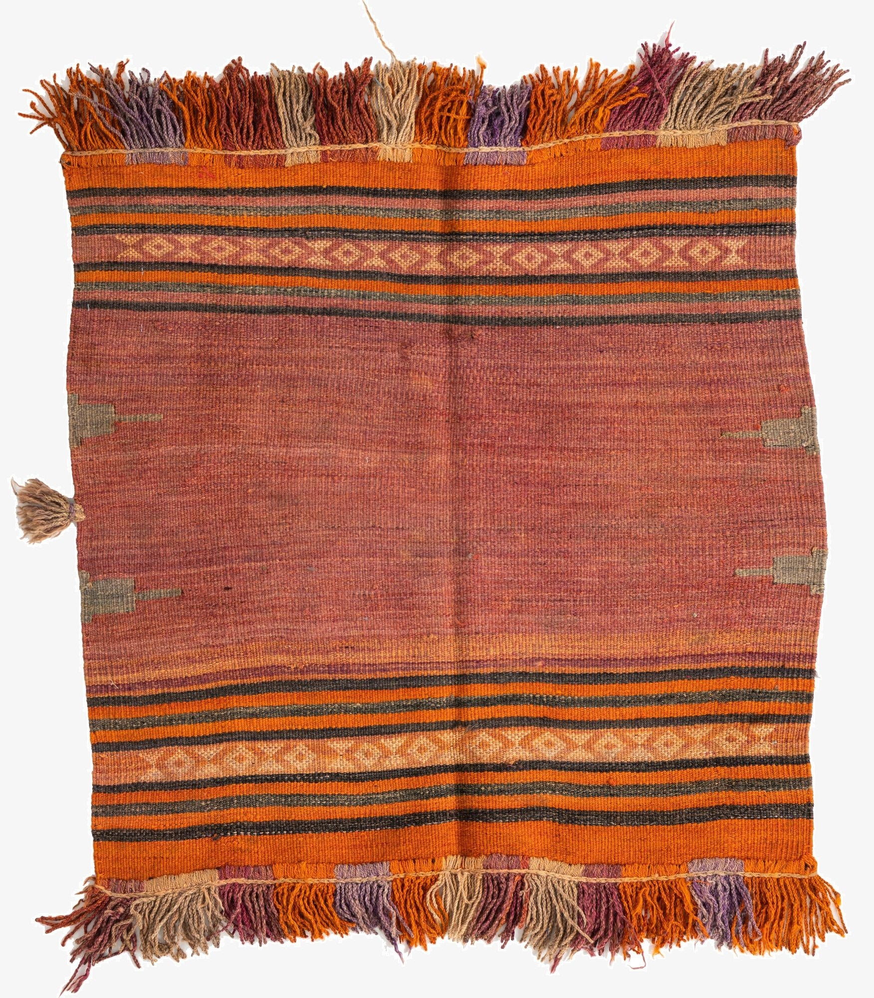  3' 5 x 3' 6  Hand Woven Kilim Afghan Wool Square Rug