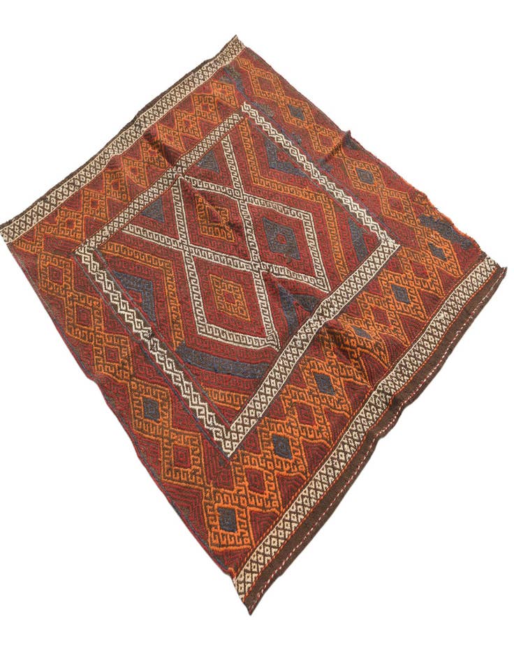 Detail image of  4' x 4' 3  Hand Woven Kilim Fars Wool Square Rug