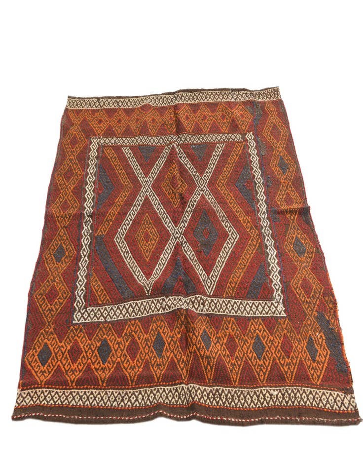 Detail image of  4' x 4' 3  Hand Woven Kilim Fars Wool Square Rug