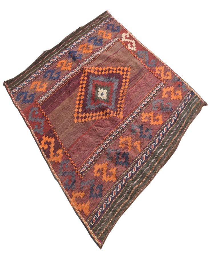 Detail image of  3' 9 x 3' 10  Hand Woven Kilim Fars Wool Square Rug