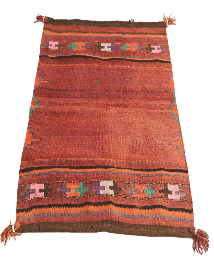 Detail image of 3' 3 x 3' 8 Hand Woven Kilim Fars Wool Square Rug