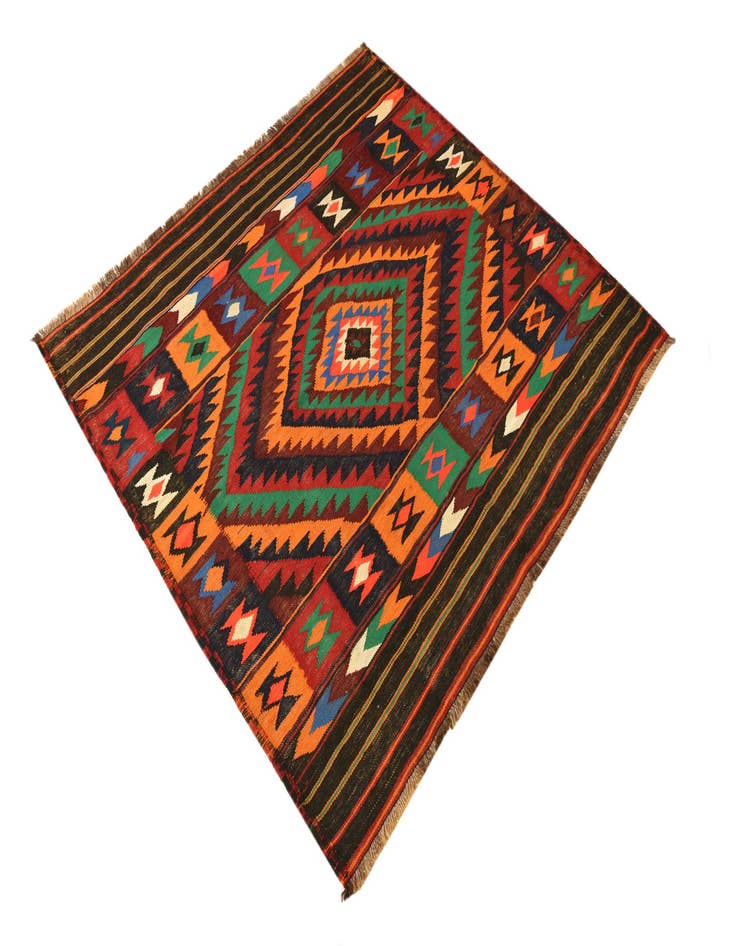 Detail image of  4' 2 x 4' 2  Hand Woven Kilim Fars Wool Square Rug