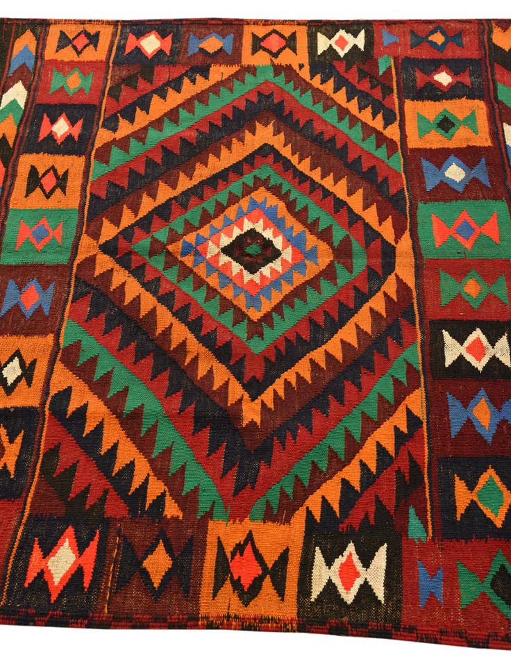 Detail image of  4' 2 x 4' 2  Hand Woven Kilim Fars Wool Square Rug