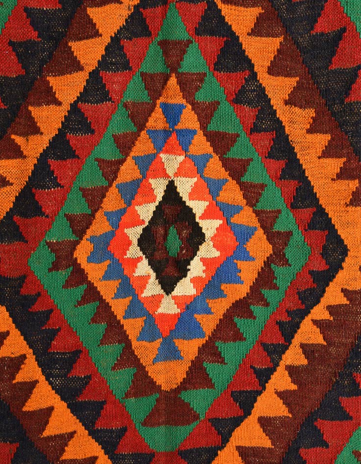 Detail image of  4' 2 x 4' 2  Hand Woven Kilim Fars Wool Square Rug