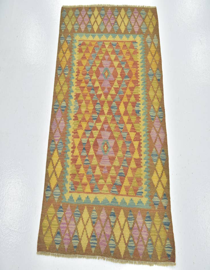 Detail image of  3' x 3' 9  Hand Woven Kilim Maymana Wool Square Rug