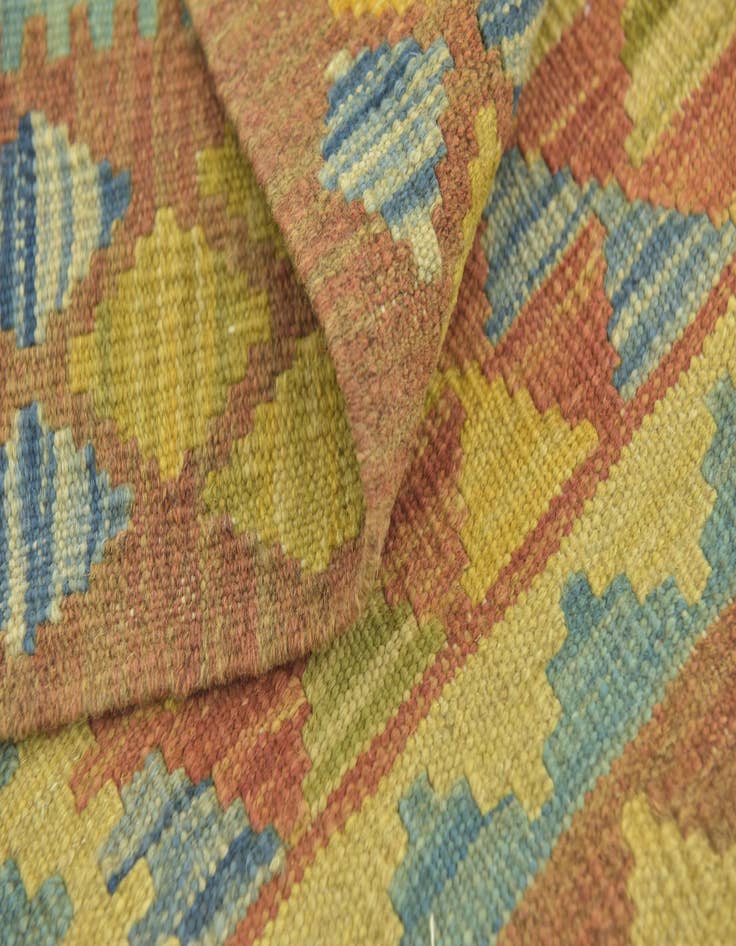 Detail image of  3' x 3' 9  Hand Woven Kilim Maymana Wool Square Rug