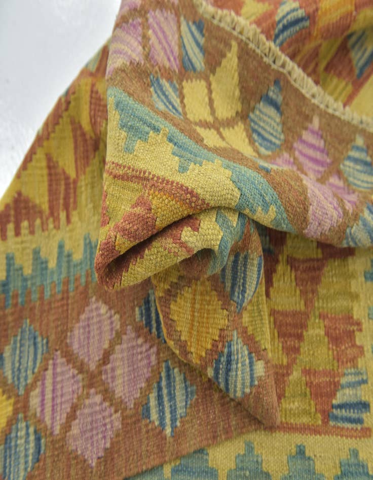 Detail image of  3' x 3' 9  Hand Woven Kilim Maymana Wool Square Rug