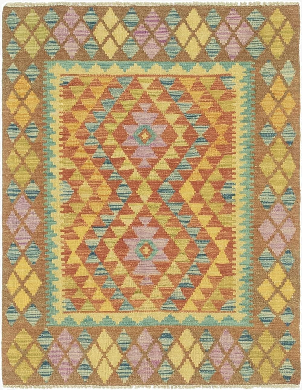  3' x 3' 9  Hand Woven Kilim Maymana Wool Square Rug