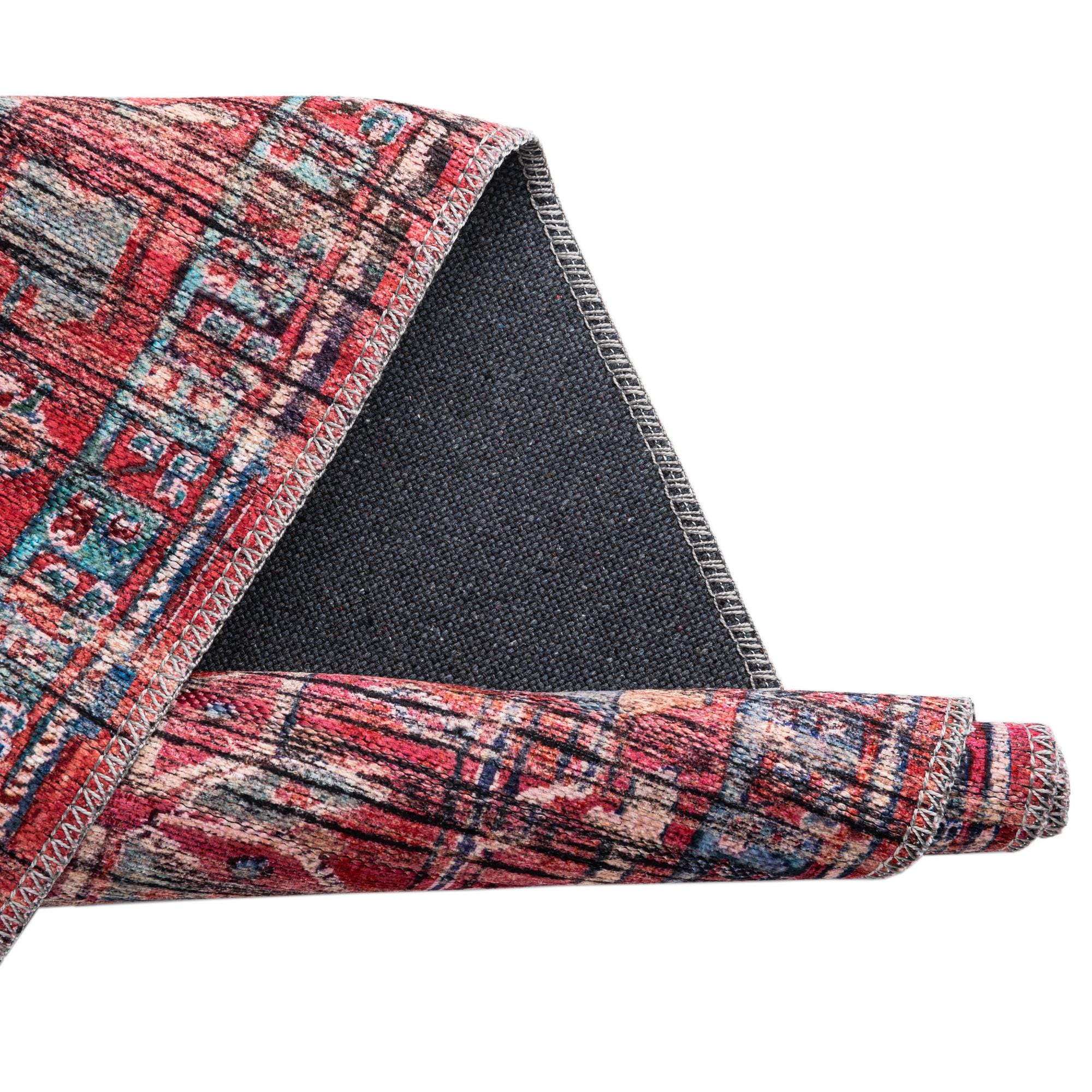 Rust Red 3' 3 x 3' 3 Washable Maahru Square Rug | Rugs.com