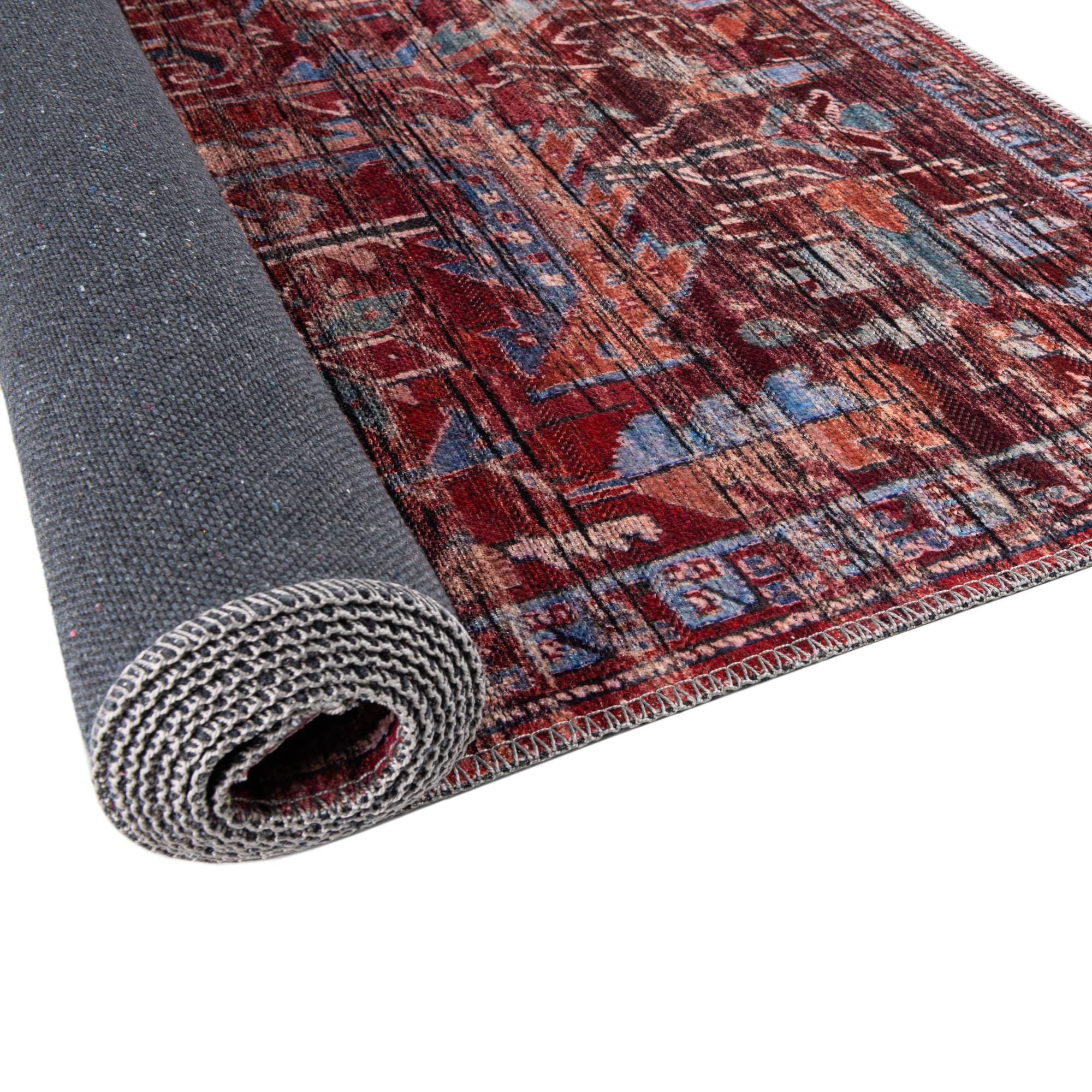 Rust Red 3' 3 x 3' 3 Washable Maahru Square Rug | Rugs.com