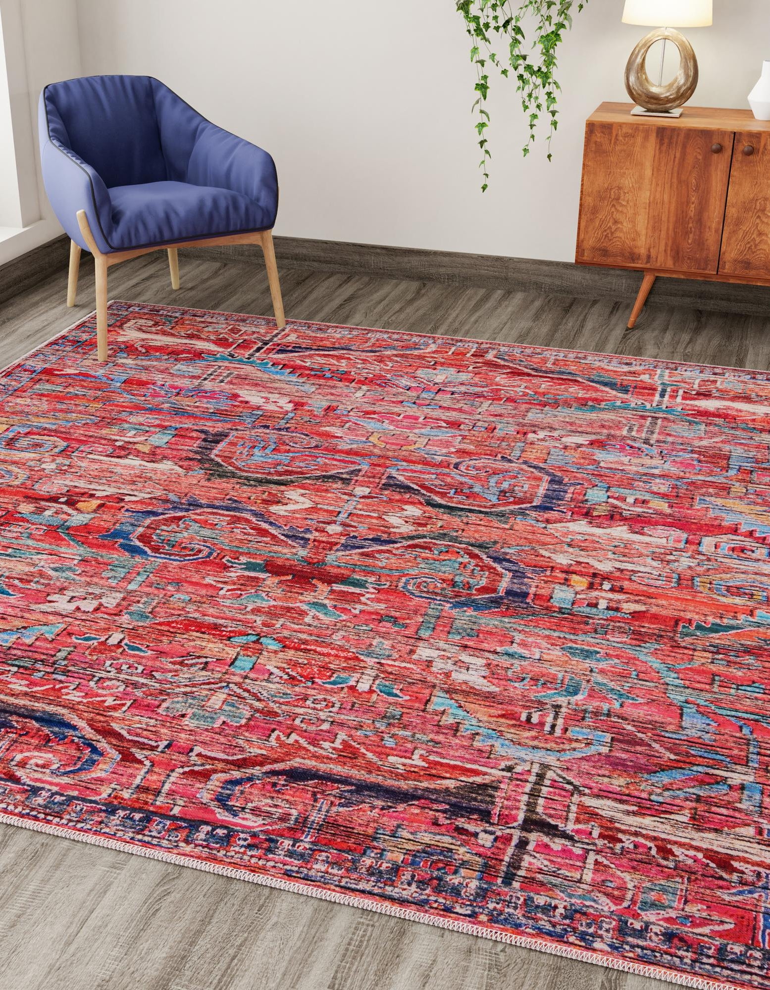 Rust Red 10' 6 x 10' 6 Washable Maahru Square Rug | Rugs.com