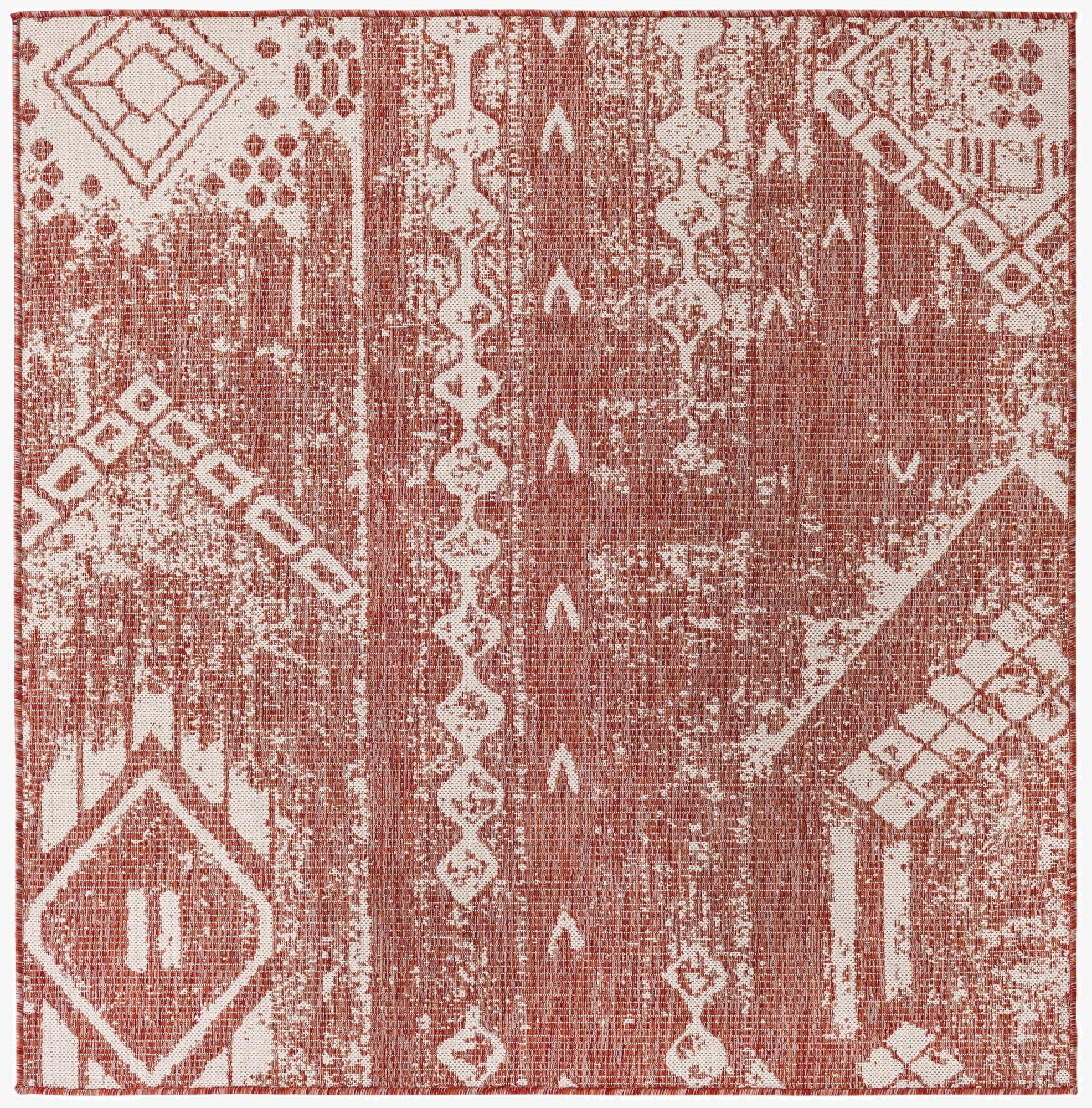  5' 3 x 5' 3  Washable Bohemian Indoor / Outdoor Square Rug