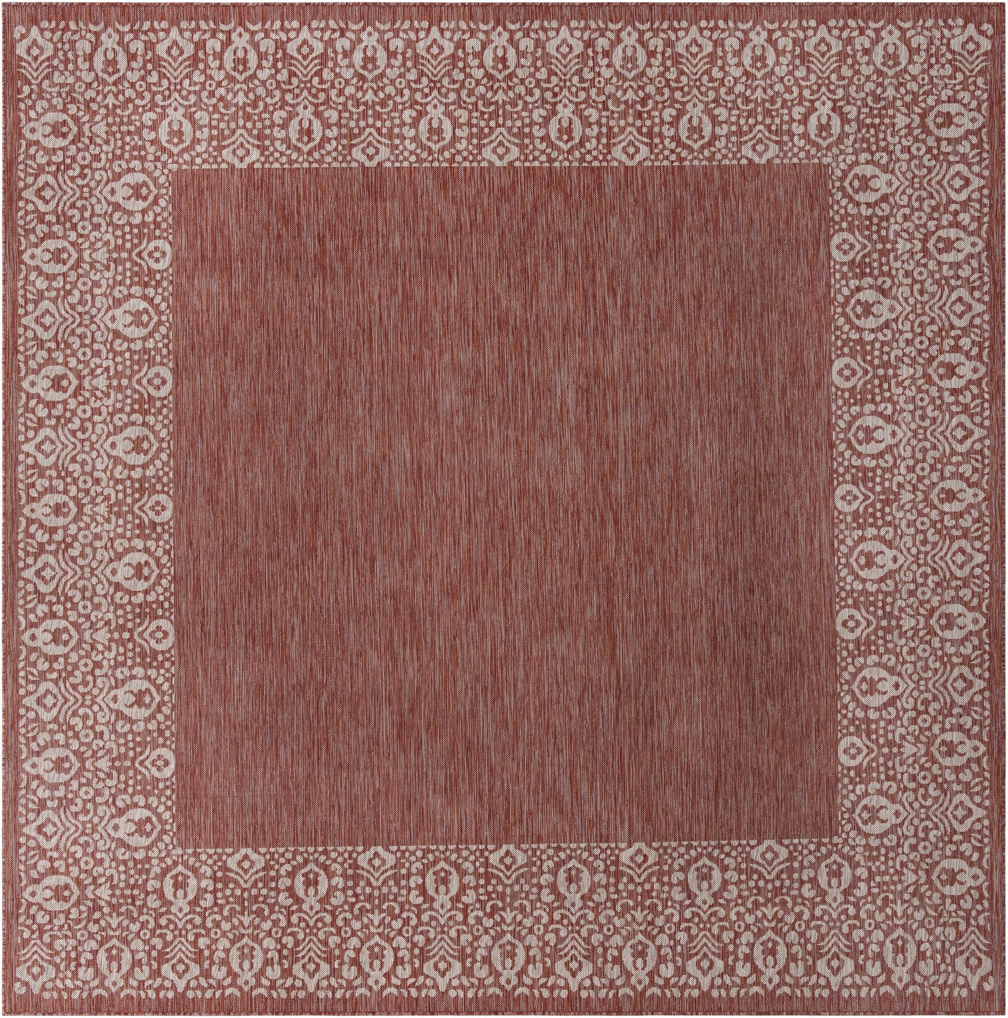  10' 8 x 10' 8  Washable Border Indoor / Outdoor Square Rug