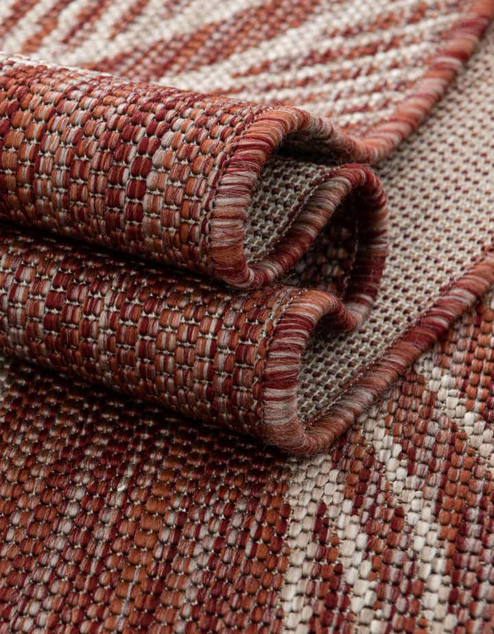 Botanical Red Rug Rust Red 13' x 13' Washable Botanical Indoor / Outdoor Square Rug ...
