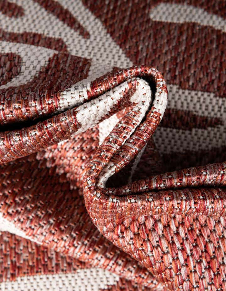 Rust Red 12' x 12' Washable Coastal Indoor / Outdoor Square Rug | Rugs.com