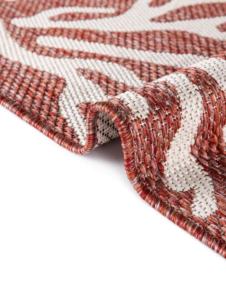 Rust Red 12' x 12' Washable Coastal Indoor / Outdoor Square Rug | Rugs.com