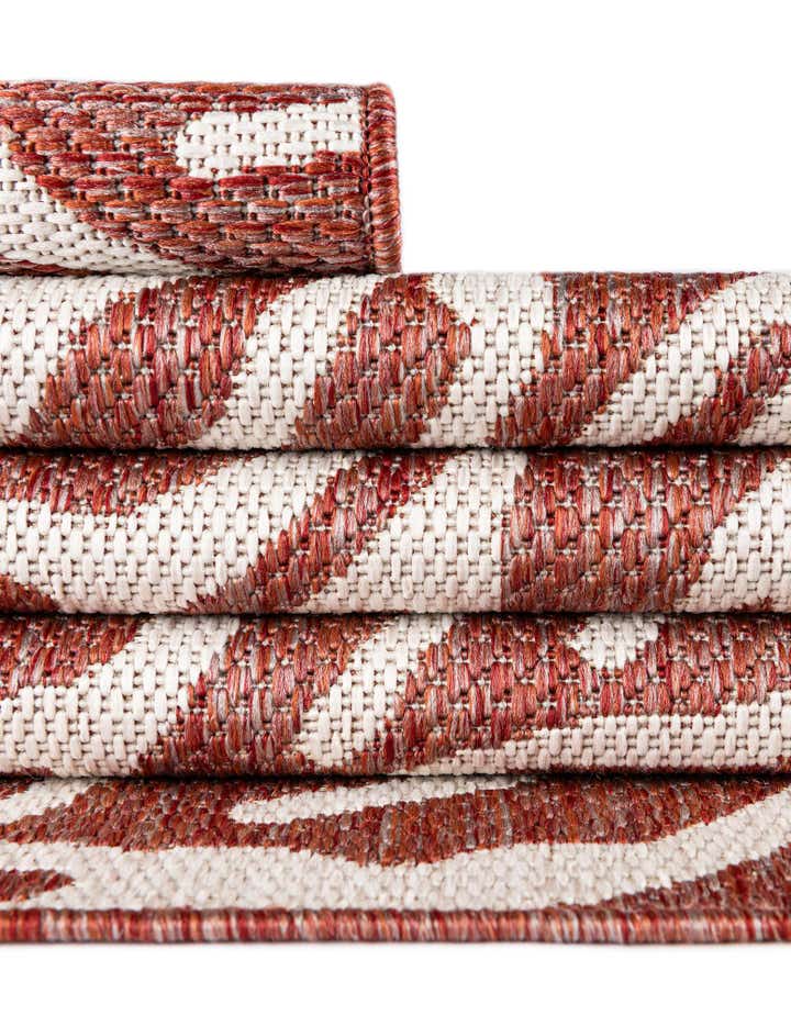 Rust Red 12' x 12' Washable Coastal Indoor / Outdoor Square Rug | Rugs.com