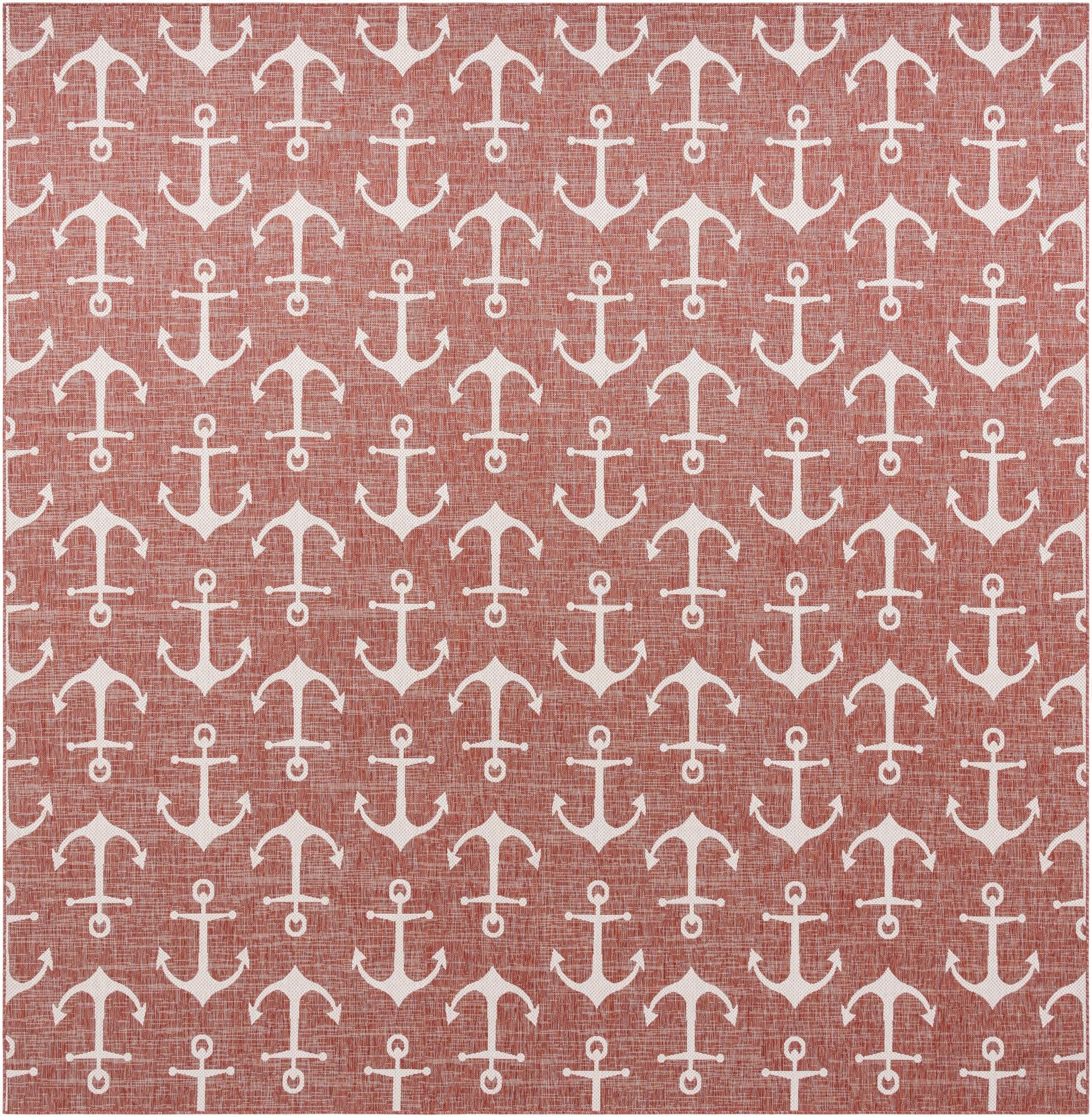  13' x 13'  Washable Coastal Indoor / Outdoor Square Rug