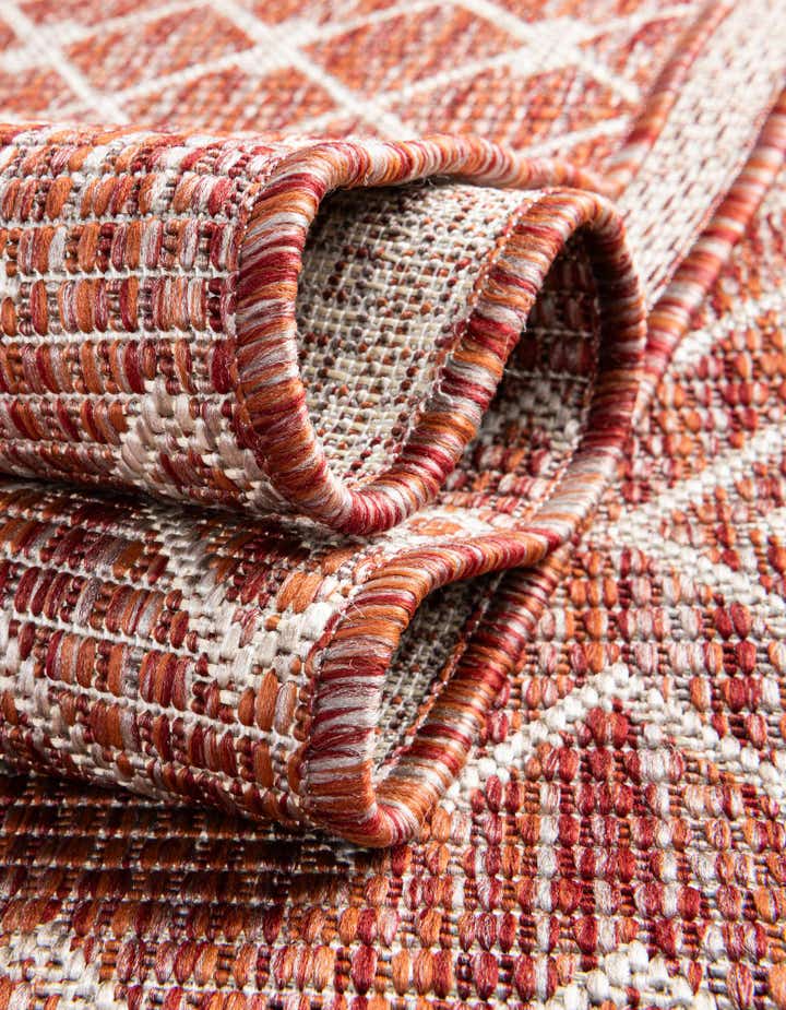 Rust Red 5' 3 x 5' 3 Washable Lattice Indoor / Outdoor Square Rug ...