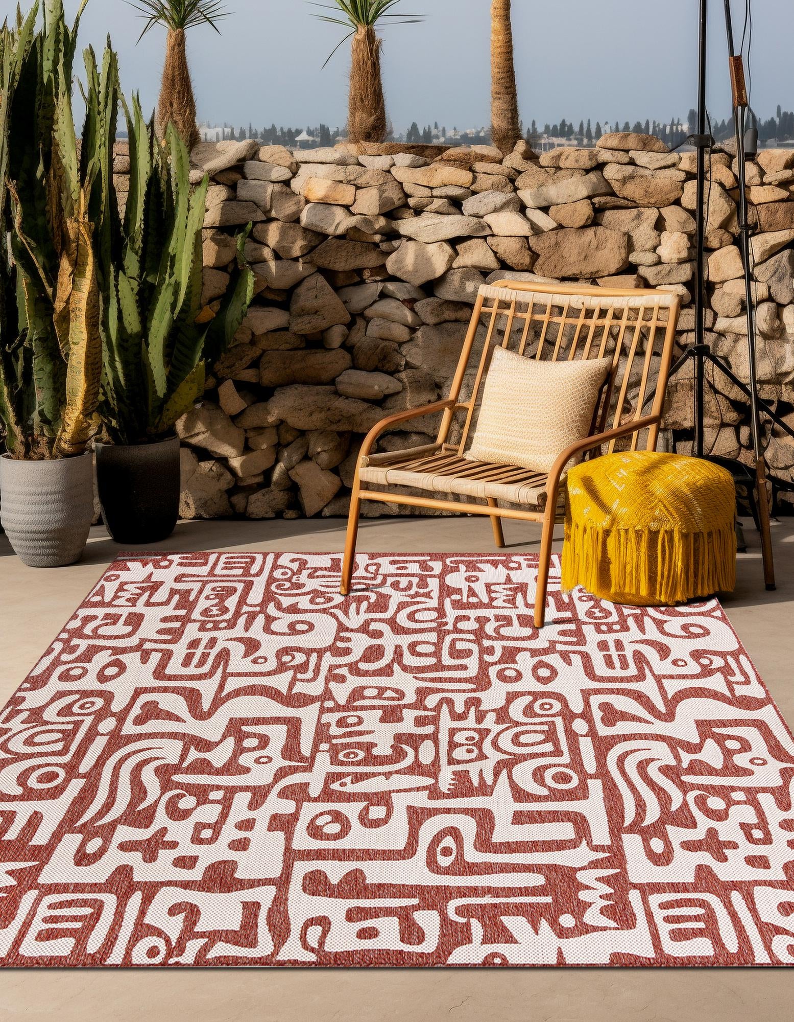 Rust Red 12' x 12' Modern Indoor / Outdoor Square Rug | Rugs.com