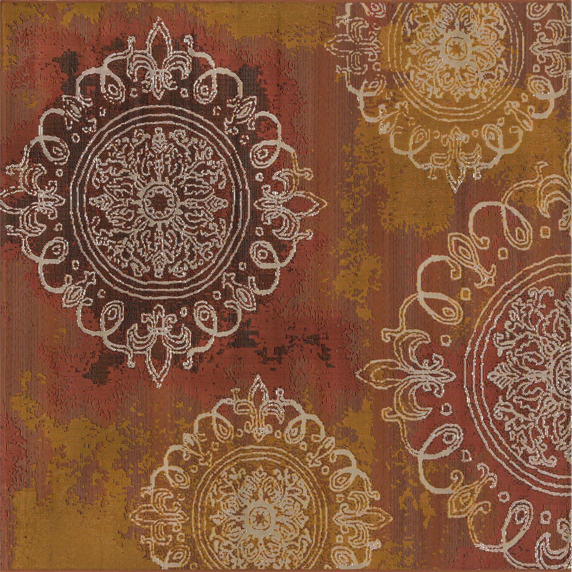  6' x 6'  Washable Modern Indoor / Outdoor Square Rug