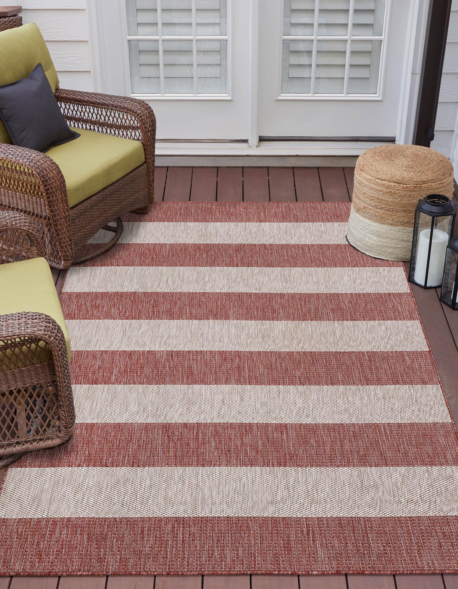 Rust Red 12' x 12' Ribbon Indoor / Outdoor Square Rug | Rugs.com