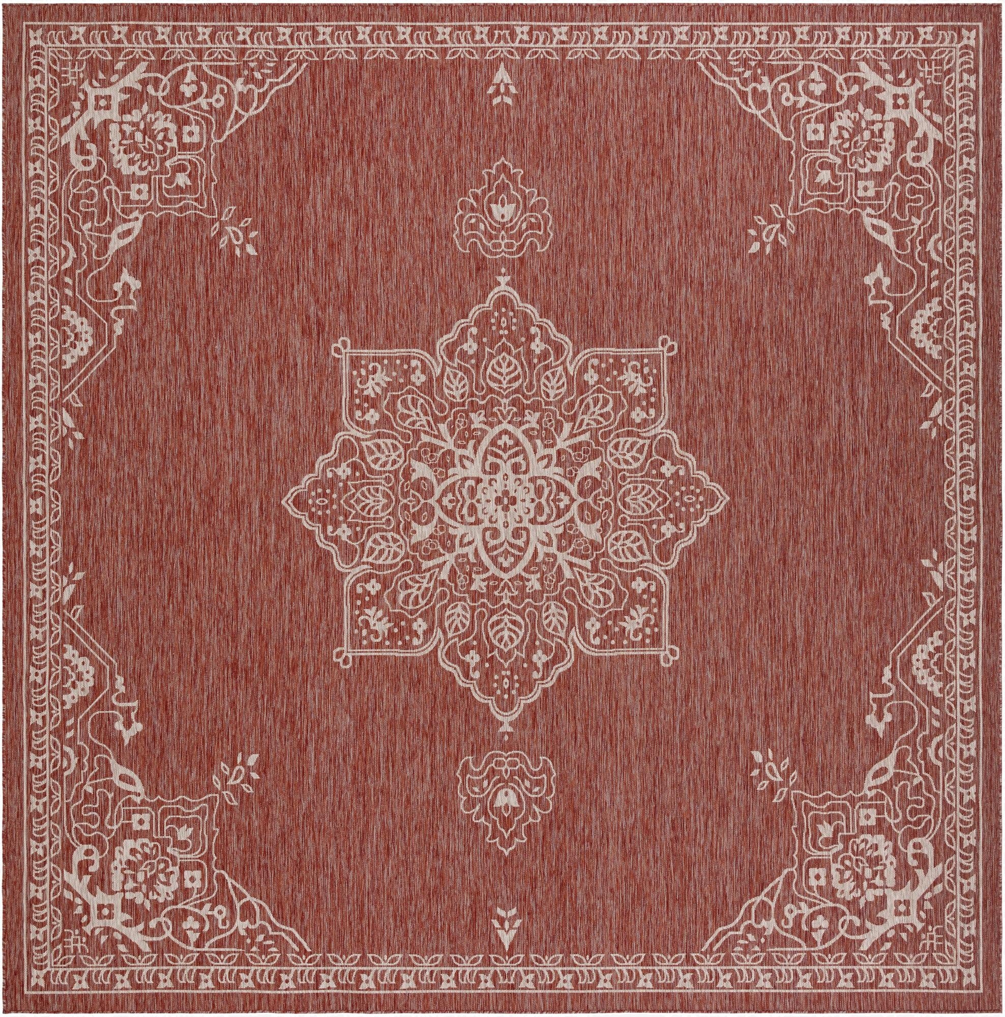  13' x 13'  Washable Traditional Indoor / Outdoor Square Rug