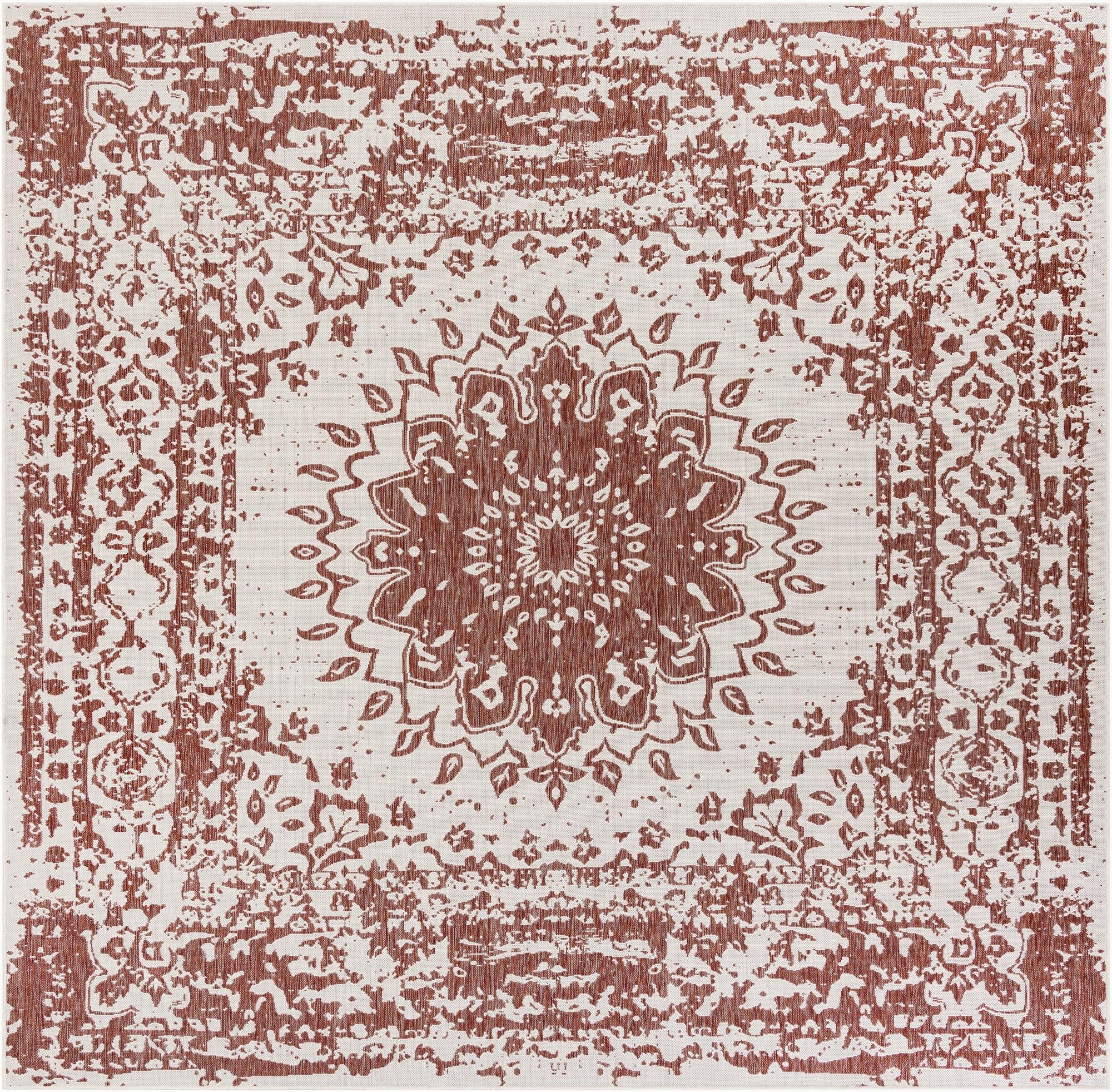  10' x 10'  Washable Traditional Indoor / Outdoor Square Rug