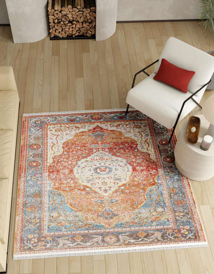 Rust Red 5' 3 x 5' 3 Santiago Square Rug | Rugs.com