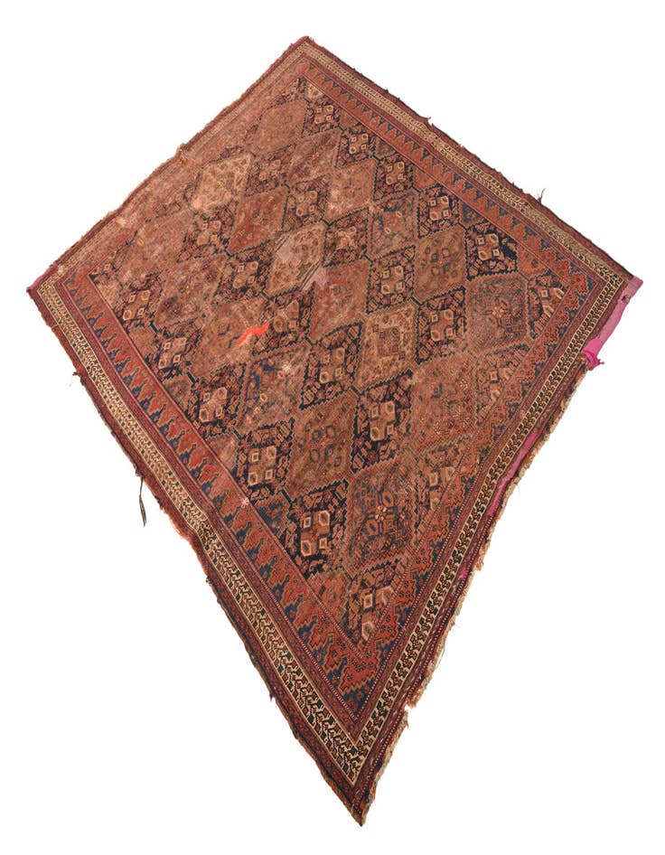 Detail image of  5' 1 x 6'  Hand Knotted Shiraz Persian Wool Square Rug