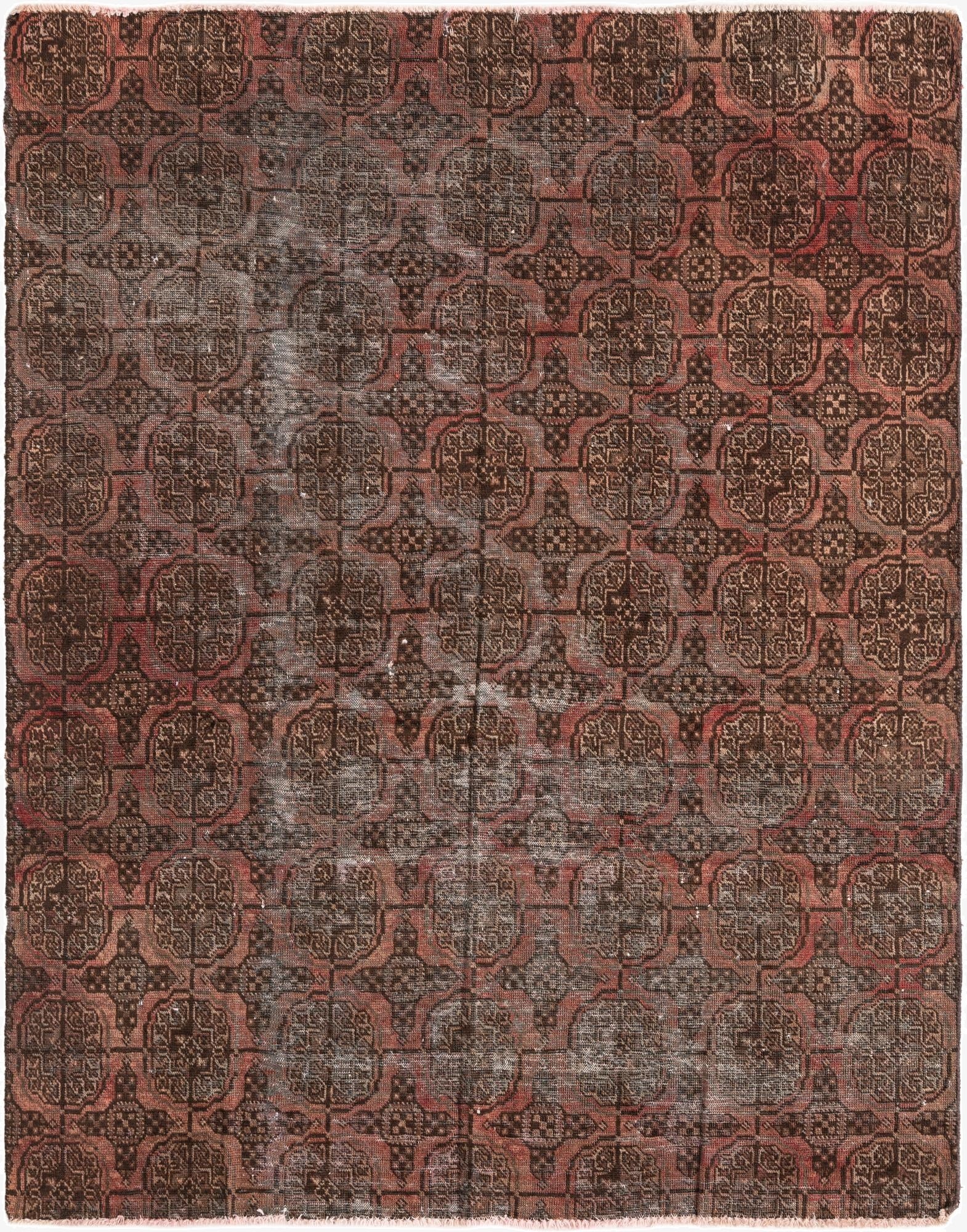  5' 3 x 6' 6  Hand Knotted Torkaman Persian Wool Square Rug