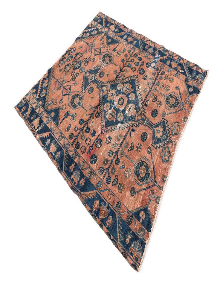 Detail image of  4' 7 x 5'  Hand Knotted Ultra Vintage Persian Wool Square Rug