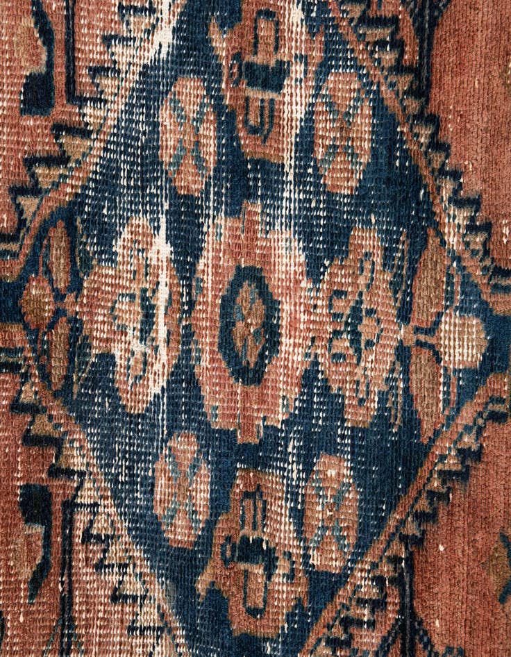 Detail image of  4' 7 x 5'  Hand Knotted Ultra Vintage Persian Wool Square Rug