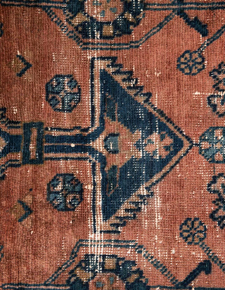 Detail image of  4' 7 x 5'  Hand Knotted Ultra Vintage Persian Wool Square Rug