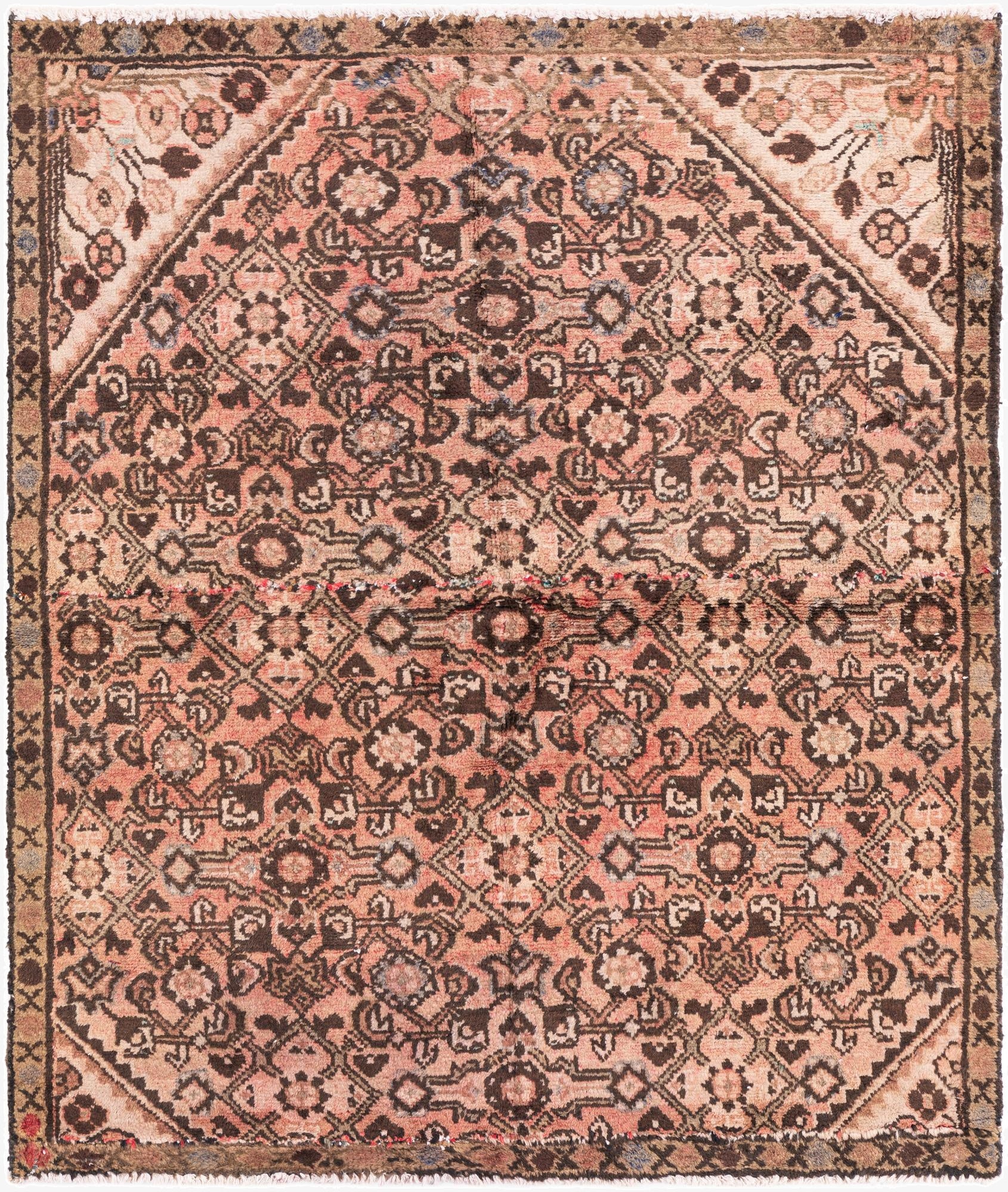  4' 1 x 4' 10  Hand Knotted Ultra Vintage Persian Wool Square Rug