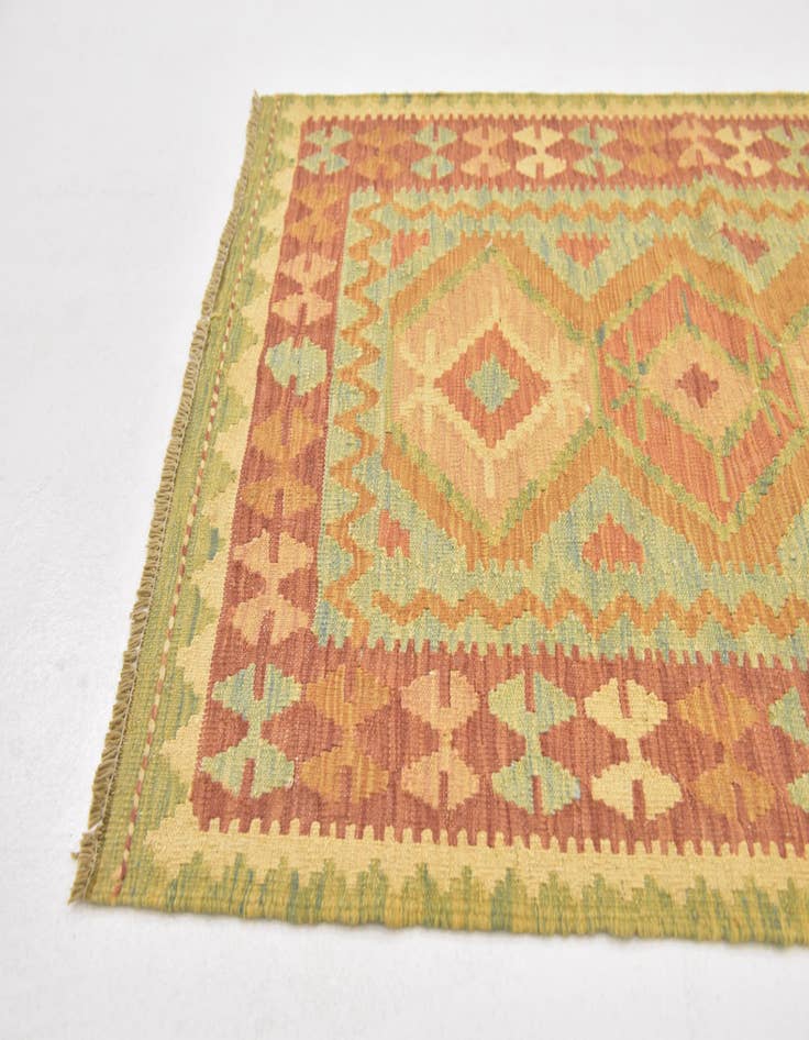 Detail image of  2' 9 x 4' 5  Hand Woven Kilim Waziri Wool Rug