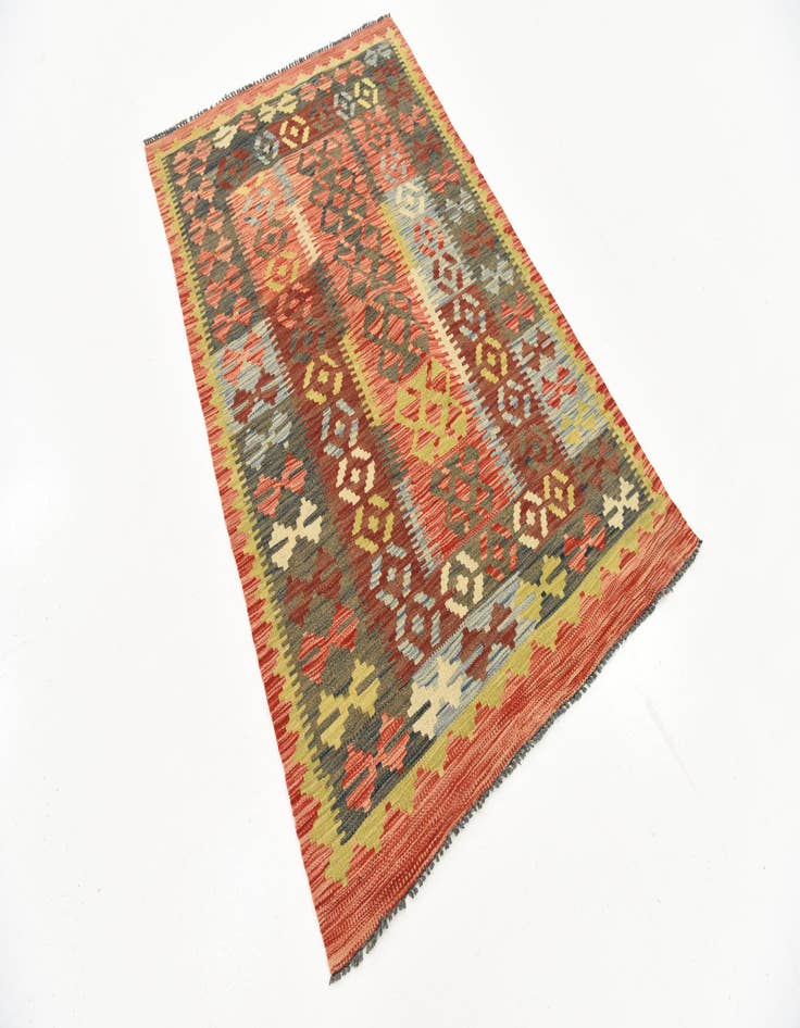 Detail image of  3' 3 x 5' 2  Hand Woven Kilim Maymana Wool Rug