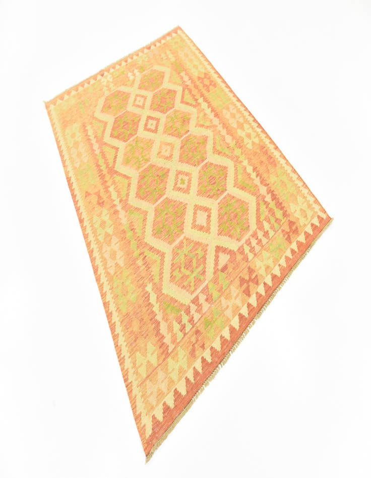 Detail image of  4' 10 x 6' 7  Hand Woven Kilim Waziri Wool Rug