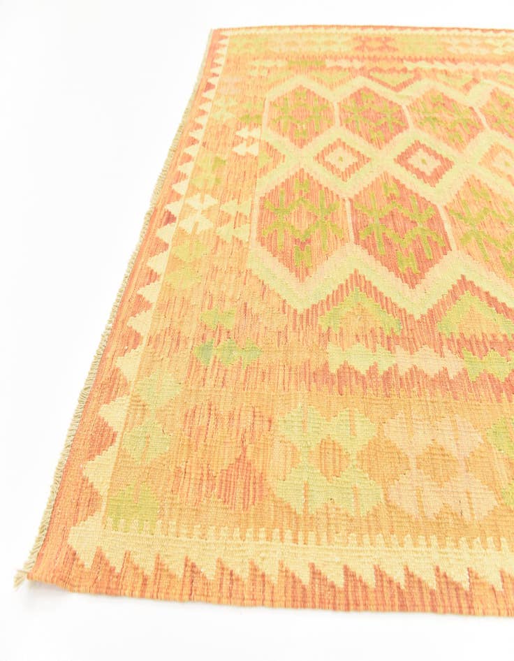 Detail image of  4' 10 x 6' 7  Hand Woven Kilim Waziri Wool Rug