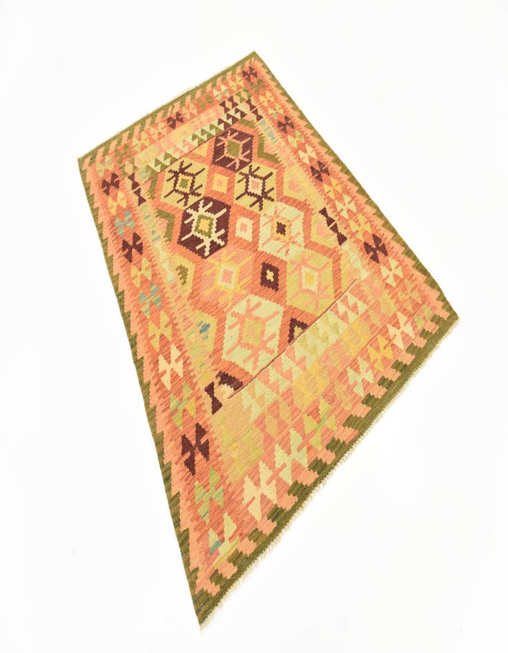 Detail image of  4' 4 x 5' 8  Hand Woven Kilim Waziri Wool Rug