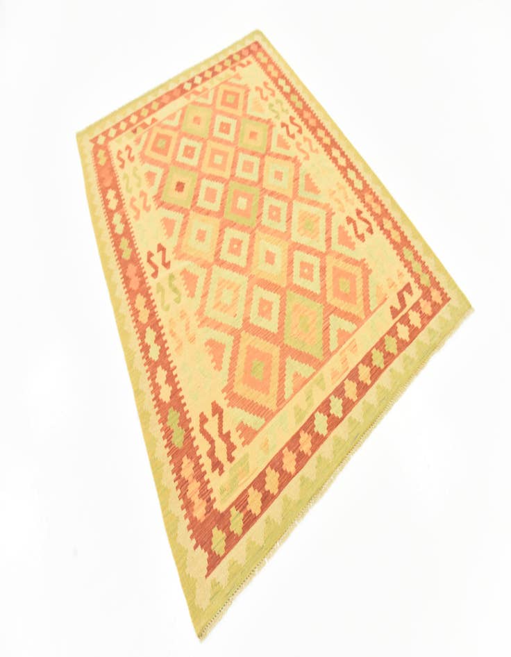 Detail image of  4' 9 x 6' 4  Hand Woven Kilim Waziri Wool Rug