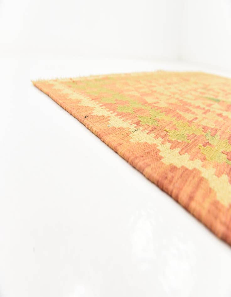 Detail image of  4' 8 x 7'  Hand Woven Kilim Waziri Wool Rug