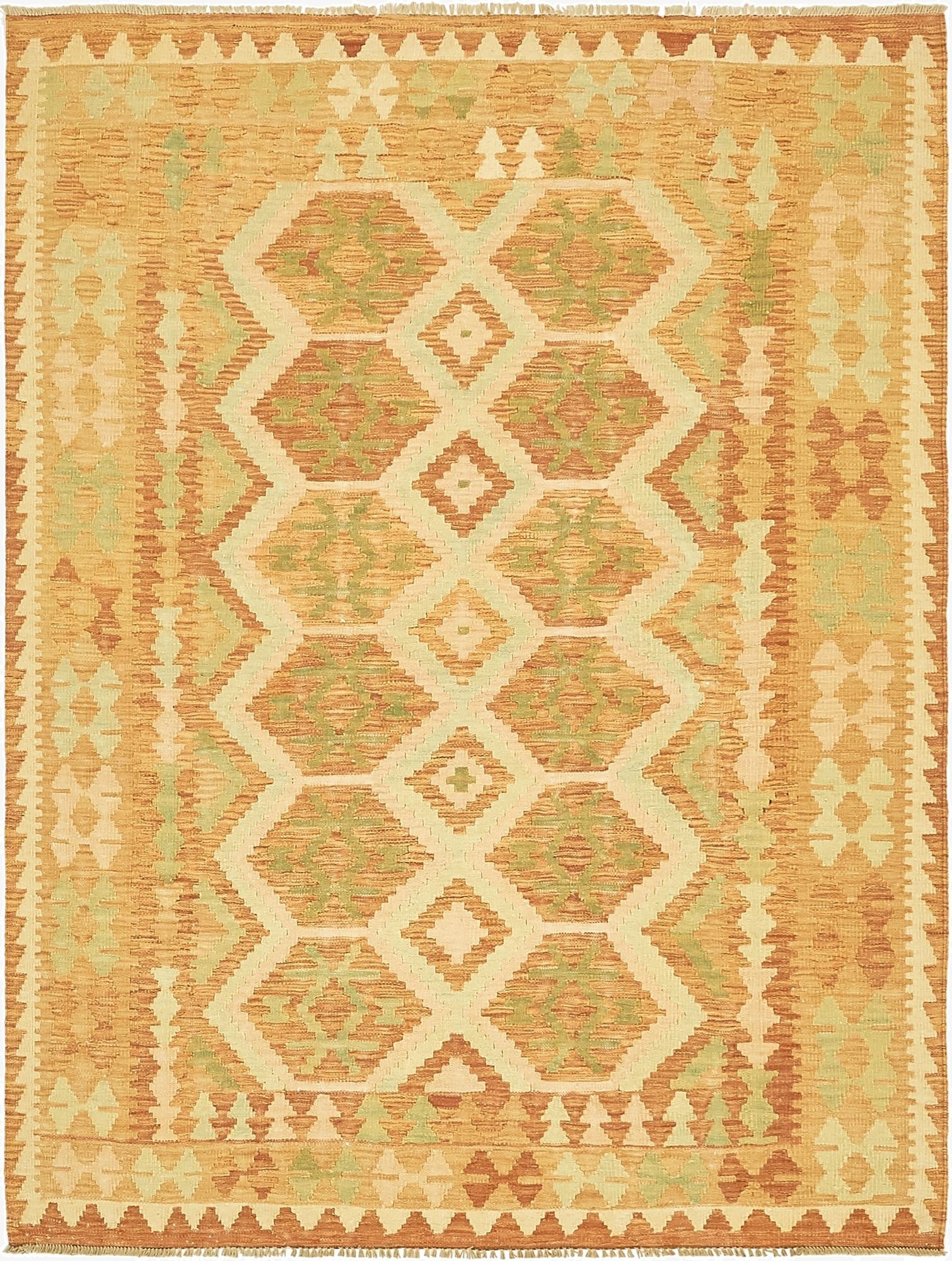  4' 10 x 6' 7  Hand Woven Kilim Waziri Wool Rug