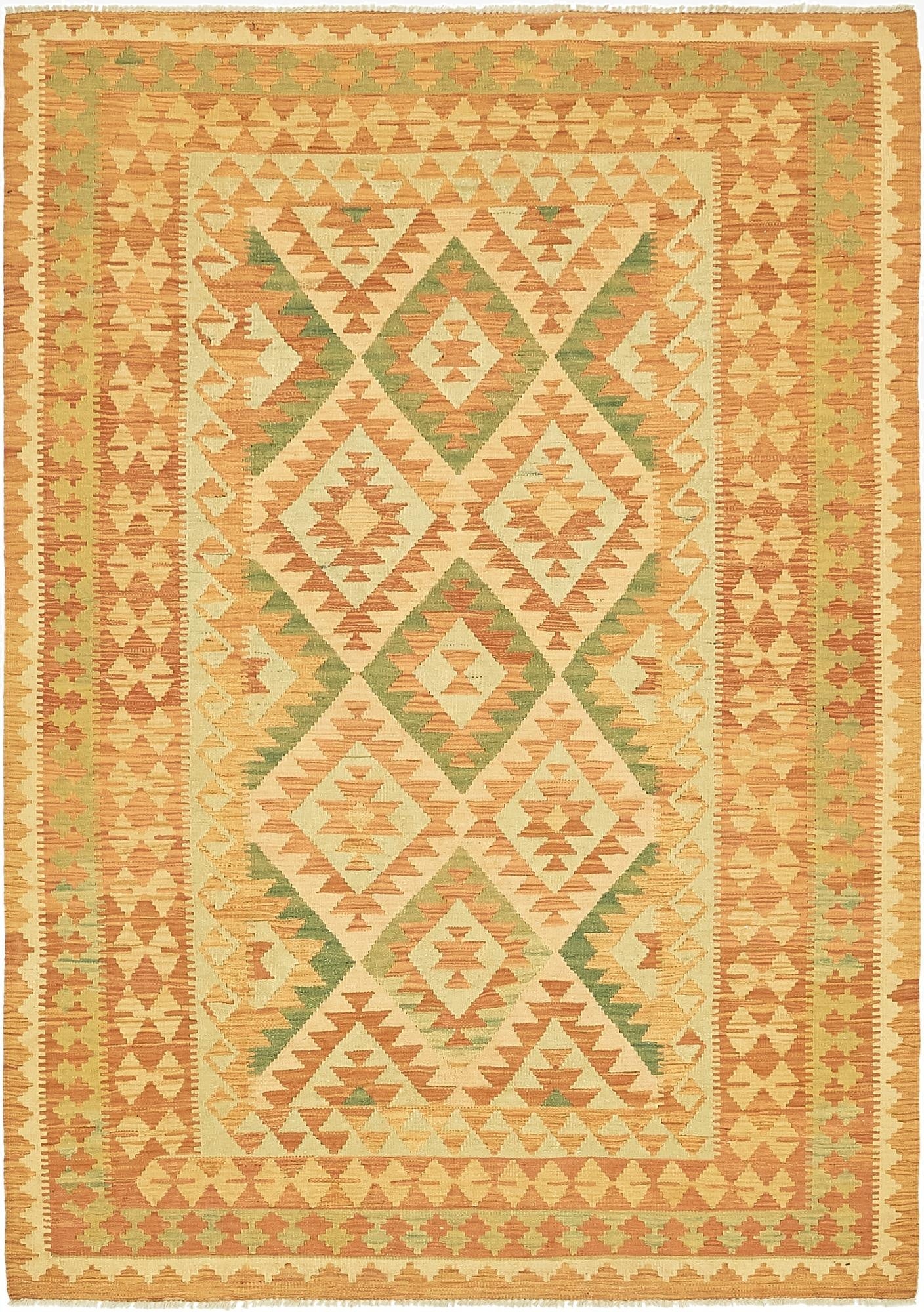  4' 8 x 7'  Hand Woven Kilim Waziri Wool Rug