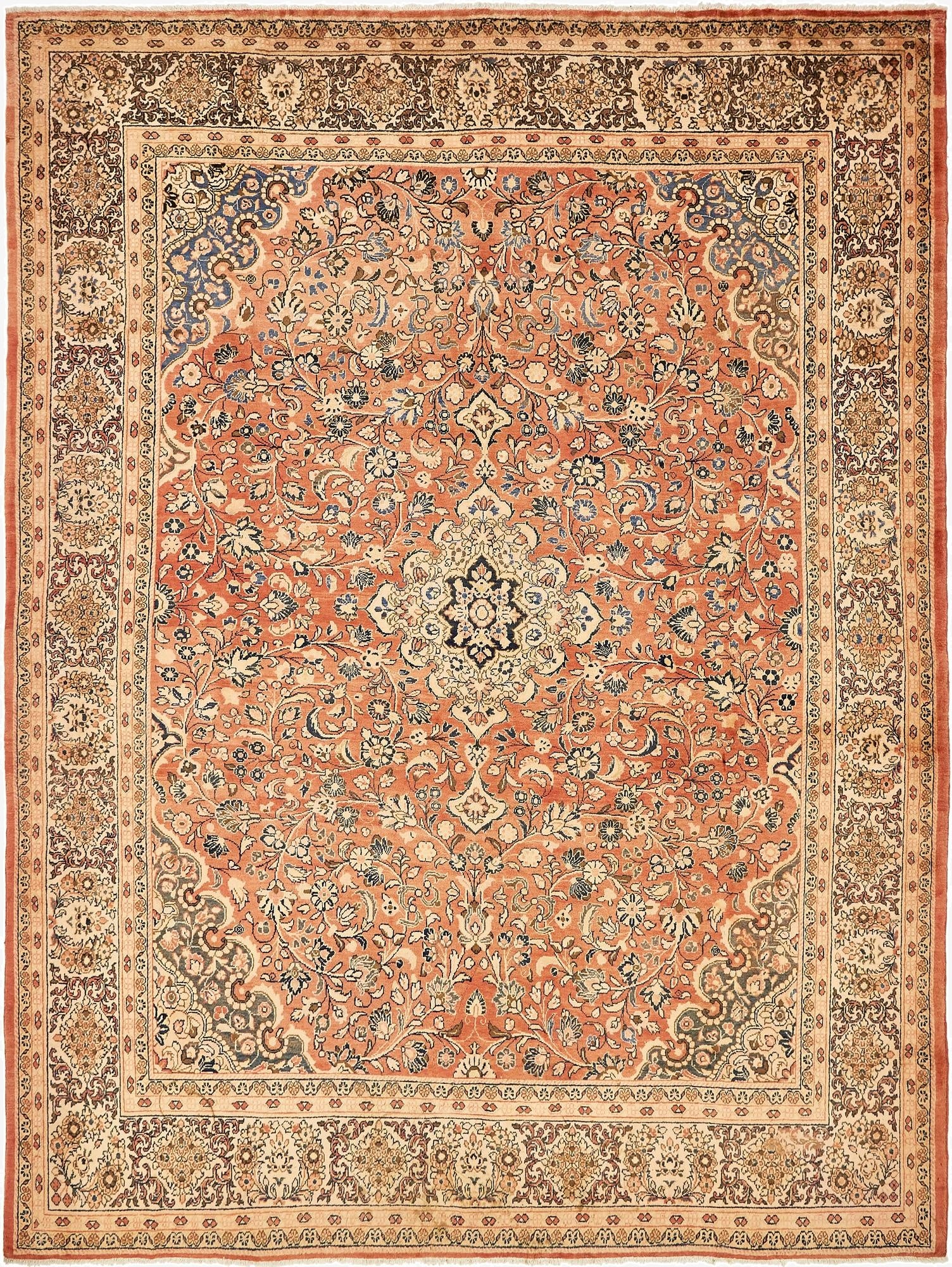  10' 6 x 13' 9  Hand Knotted Sarough Persian Wool Rug